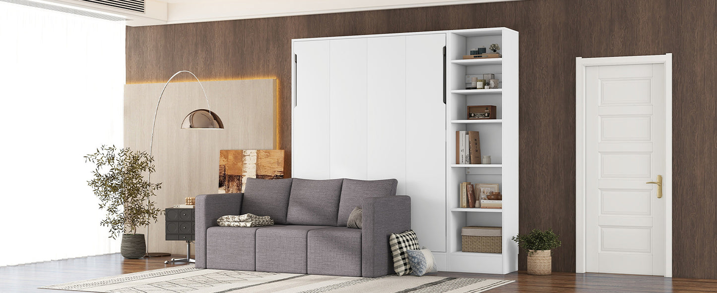 Full Size Murphy Bed with Sofa and Shelves - Murphy Nook