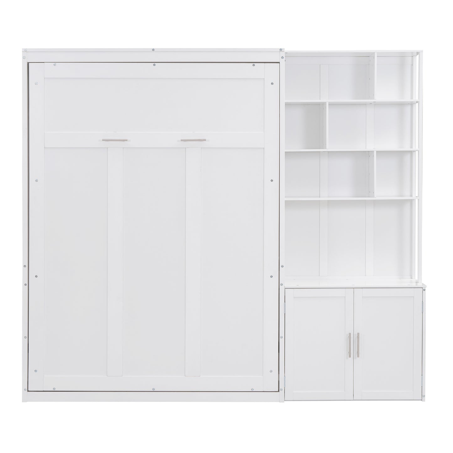 Full Size Murphy Bed with Storage Shelves and Cabinet - Murphy Nook