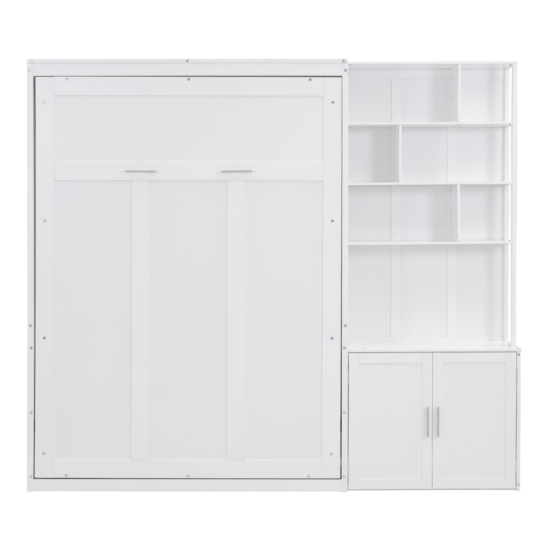 Full Size Murphy Bed with Storage Shelves and Cabinet - Murphy Nook