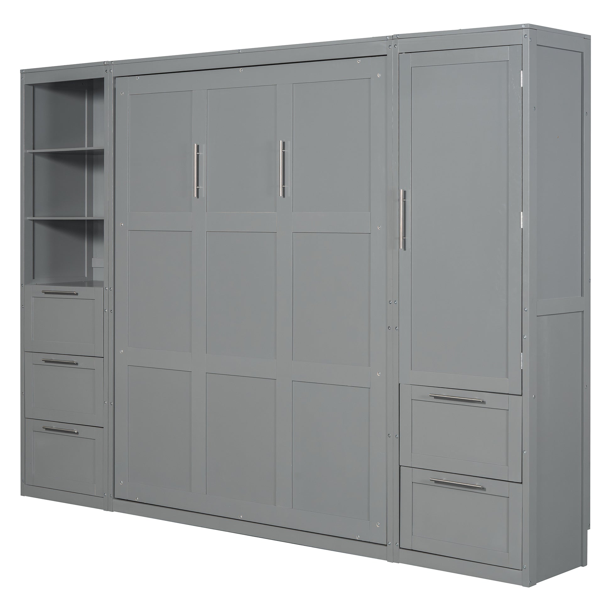 Queen Size Murphy Bed with Closet, drawers, shelves - Murphy Nook