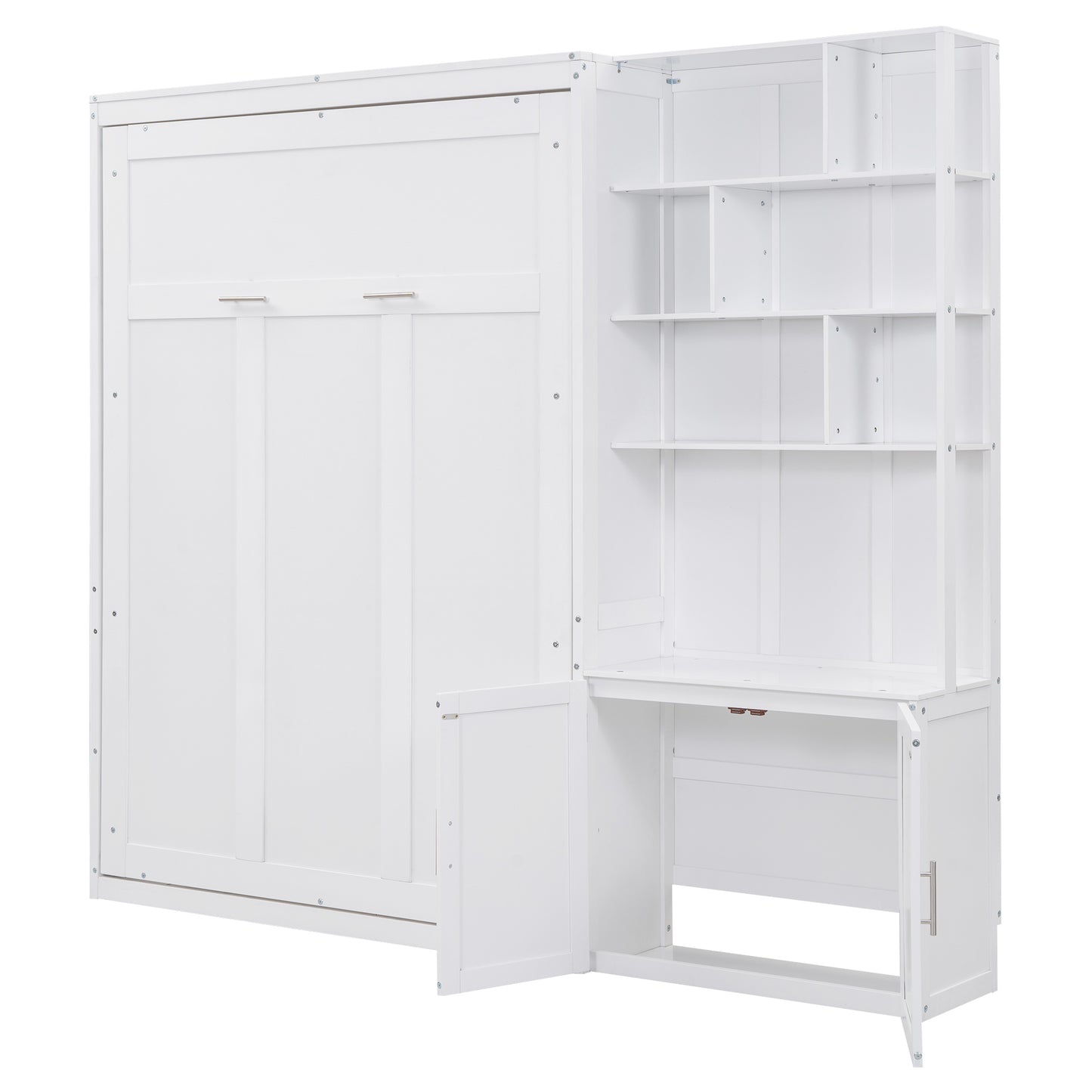 Full Size Murphy Bed with Storage Shelves and Cabinet - Murphy Nook