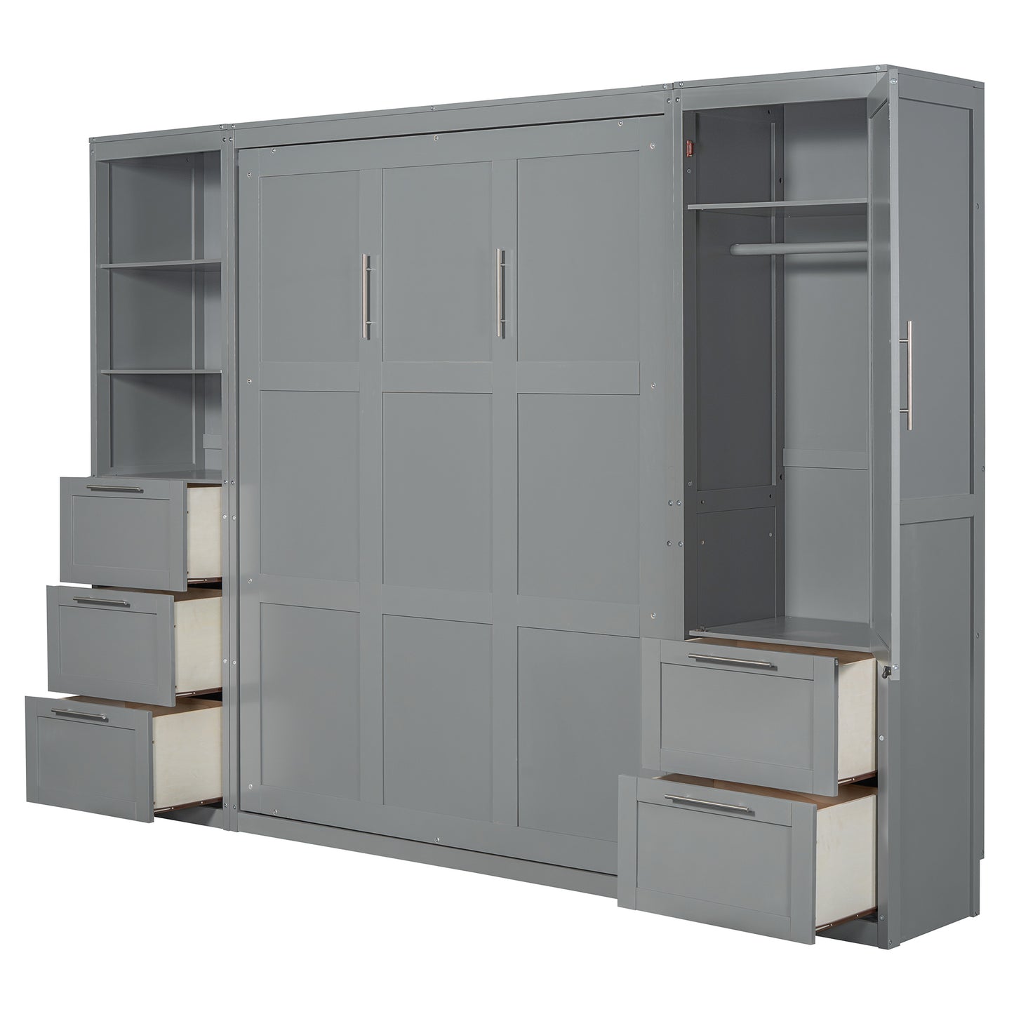 Queen Size Murphy Bed with Closet, drawers, shelves - Murphy Nook