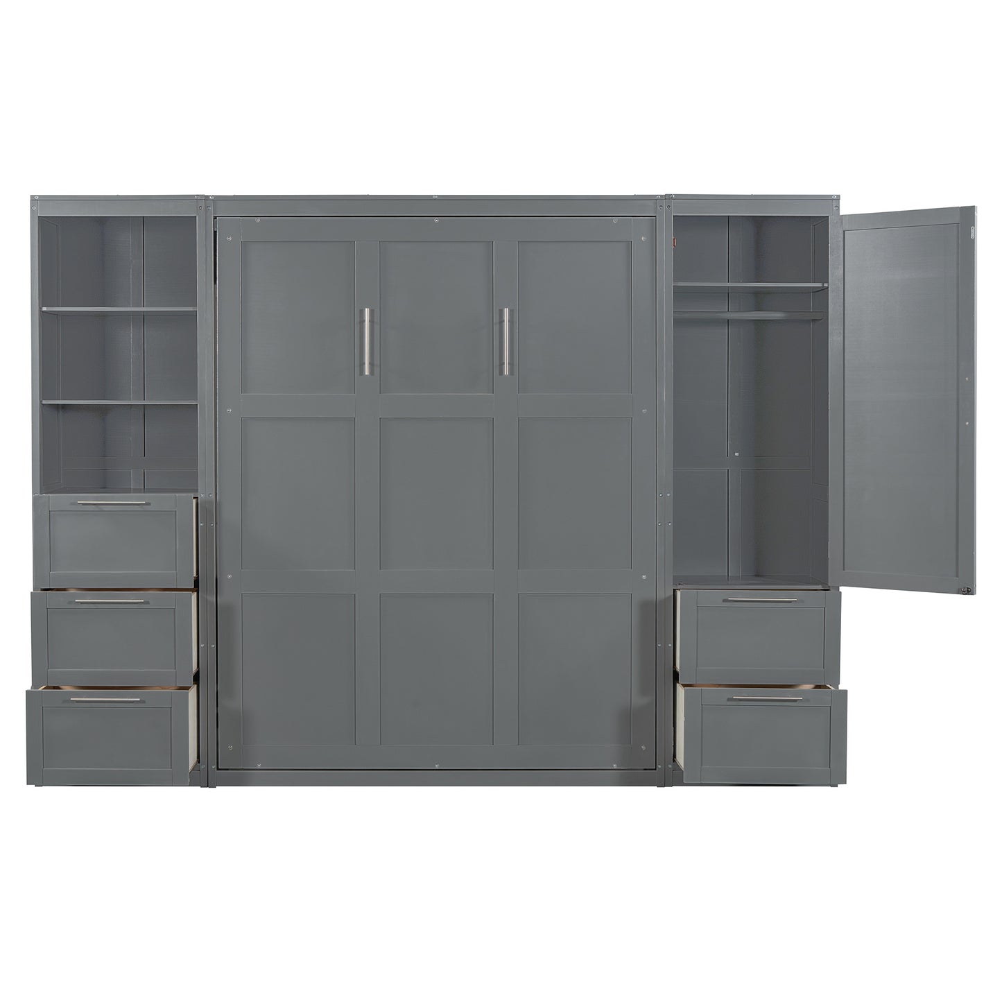 Queen Size Murphy Bed with Closet, drawers, shelves - Murphy Nook