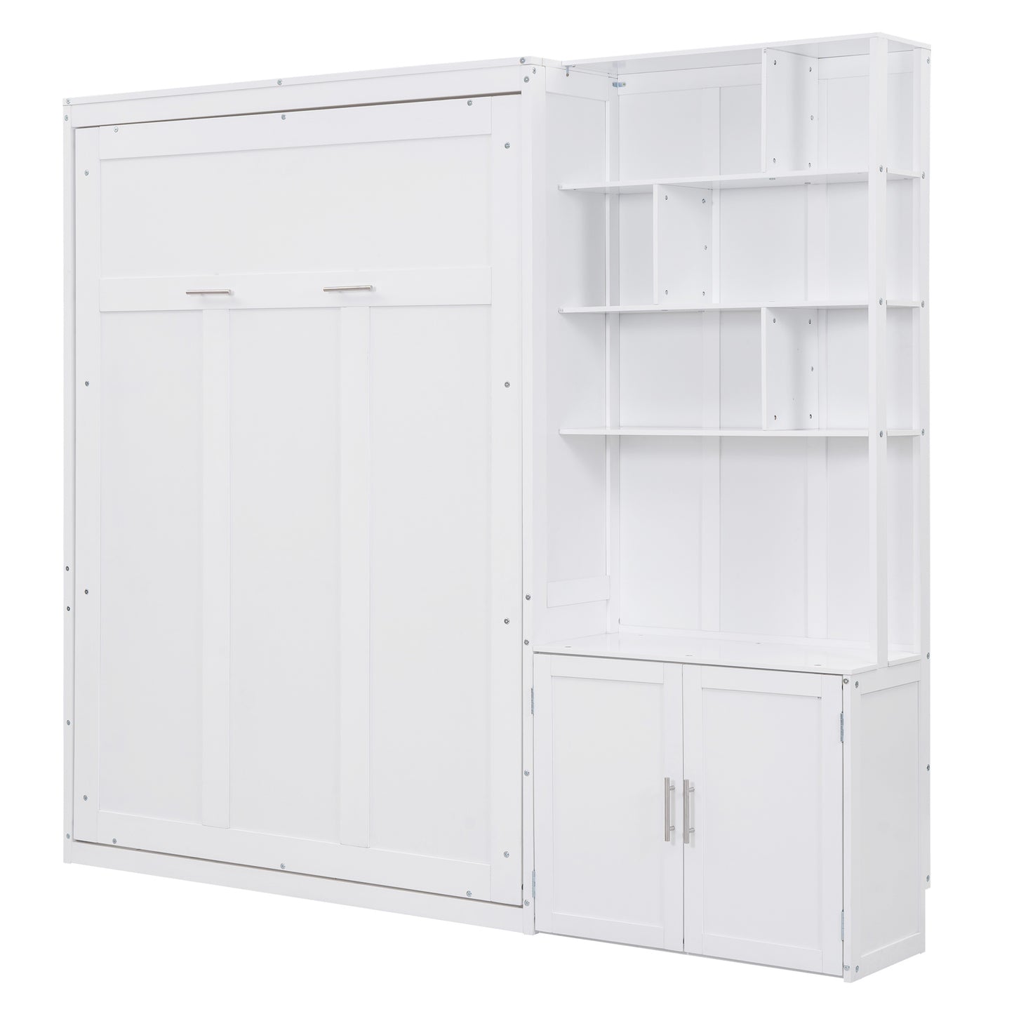 Full Size Murphy Bed with Storage Shelves and Cabinet - Murphy Nook