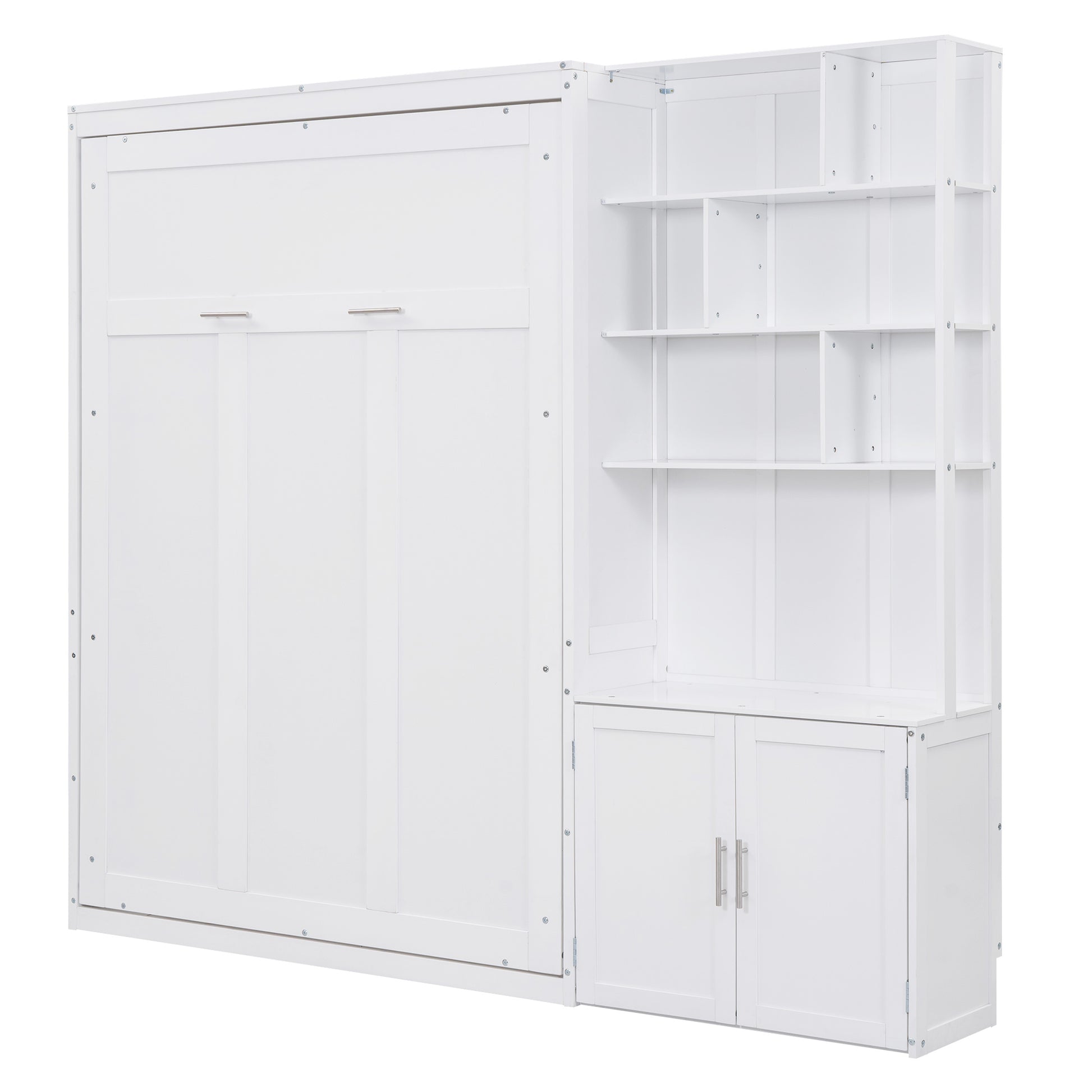 Full Size Murphy Bed with Storage Shelves and Cabinet - Murphy Nook