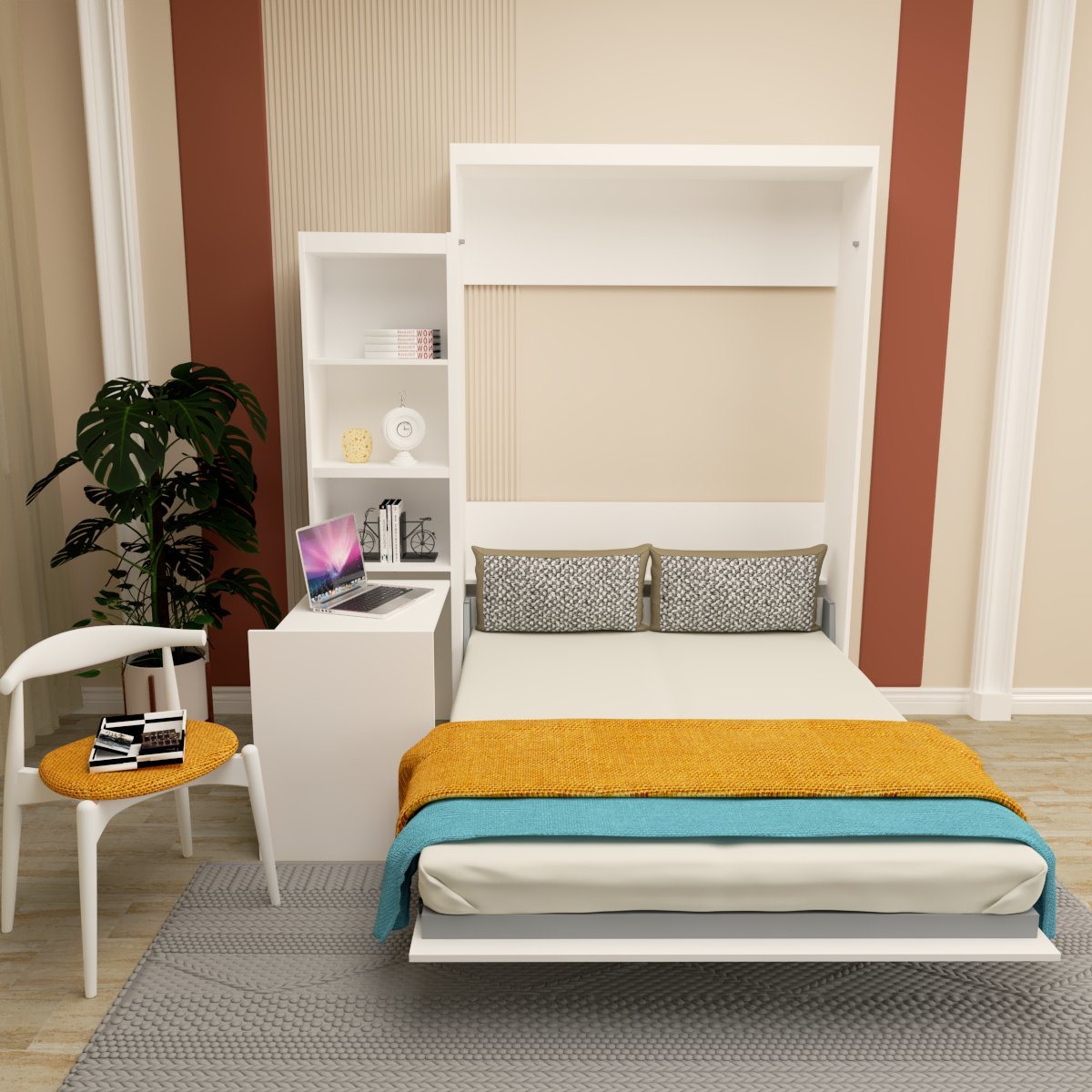 Queen Size Murphy Bed with table - Murphy Nook