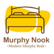"Elegant Murphy bed in a cozy vacation home, blending space-saving design with comfort and style, perfect for maximizing small living areas."