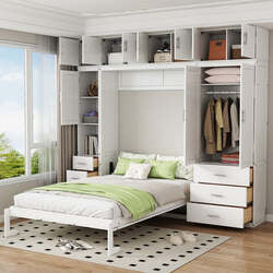 Full-size Murphy Bed with Lockers and Wardrobe