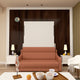 "Smart living made easy: A modern Murphy bed with a sofa for effortless day-to-night transitions."