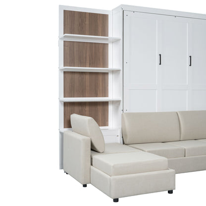 Queen Size Murphy Bed with Sofa and Shelves