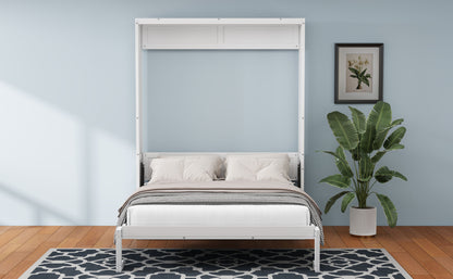 Queen Size Murphy Bed with 1 Side Cabinet Storage Shelf