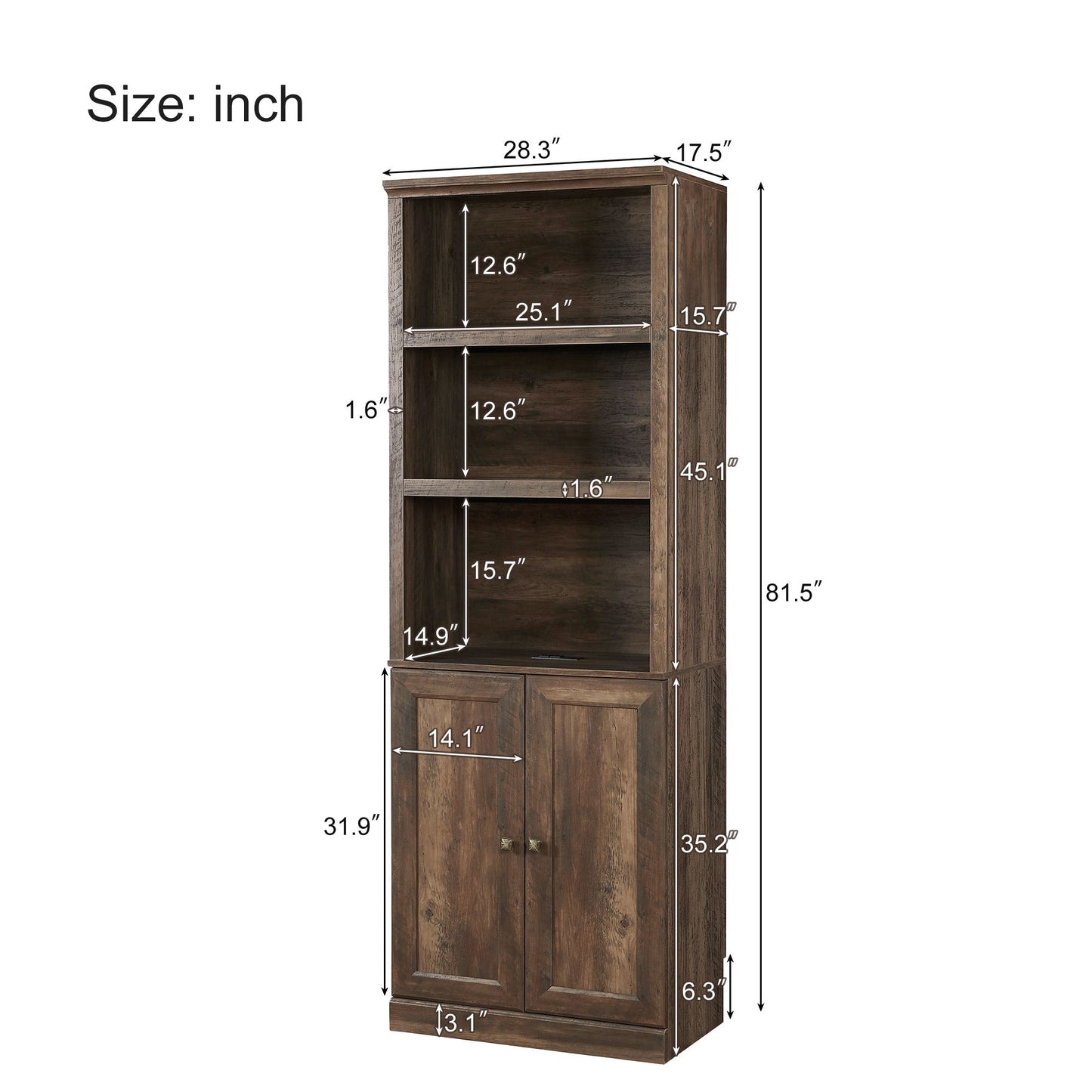 Full Size Half Self Murphy Bed with 1 Side Cabinet Storage Shelf