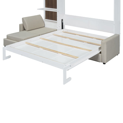 Queen Size Murphy Bed with Sofa and Shelves