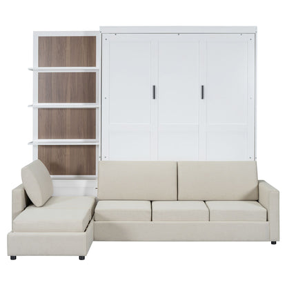 Queen Size Murphy Bed with Sofa and Shelves