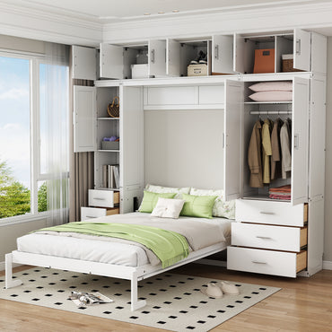 Full Size Murphy Bed with Lockers and Wardrobe - Murphy Nook