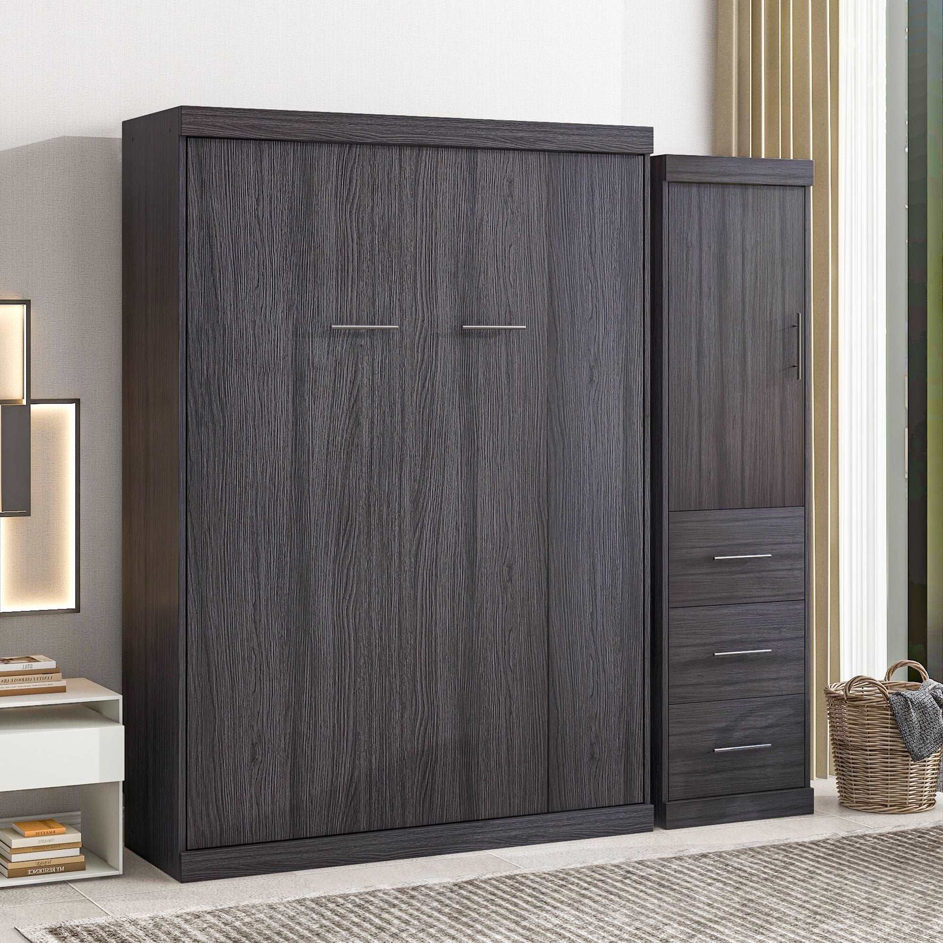 Full Size Murphy Bed with Wardrobe and Drawers - Murphy Nook