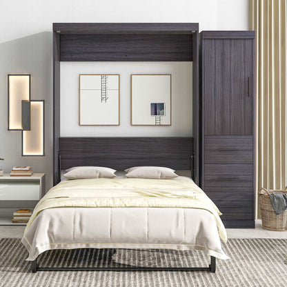 Full Size Murphy Bed with Wardrobe and Drawers - Murphy Nook