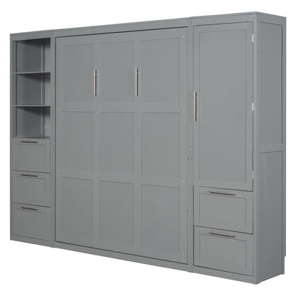 Queen Size Murphy Bed with Closet, drawers, shelves - Murphy Nook