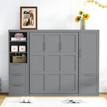 Queen Size Murphy Bed with Closet, drawers, shelves - Murphy Nook