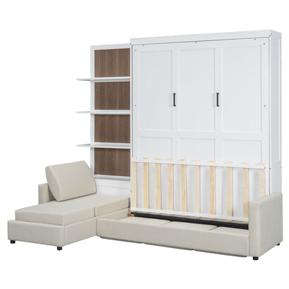 Queen Size Murphy Bed with Sofa and Shelves