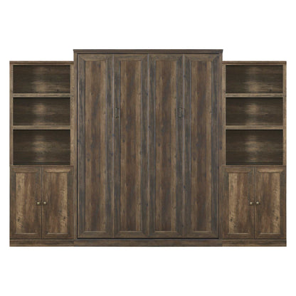 Queen Size Half Shelf Murphy Bed with 2 Side Cabinet Storage Shelves - Murphy Nook