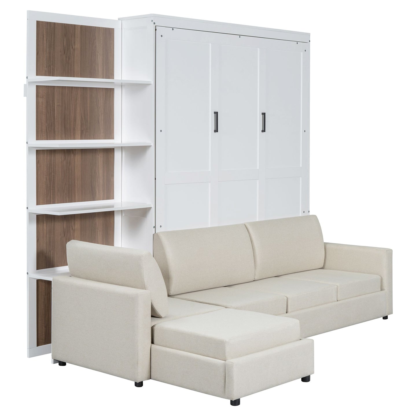 Queen Size Murphy Bed with Sofa and Shelves