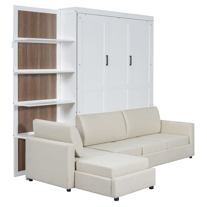 Queen Size Murphy Bed with Sofa and Shelves