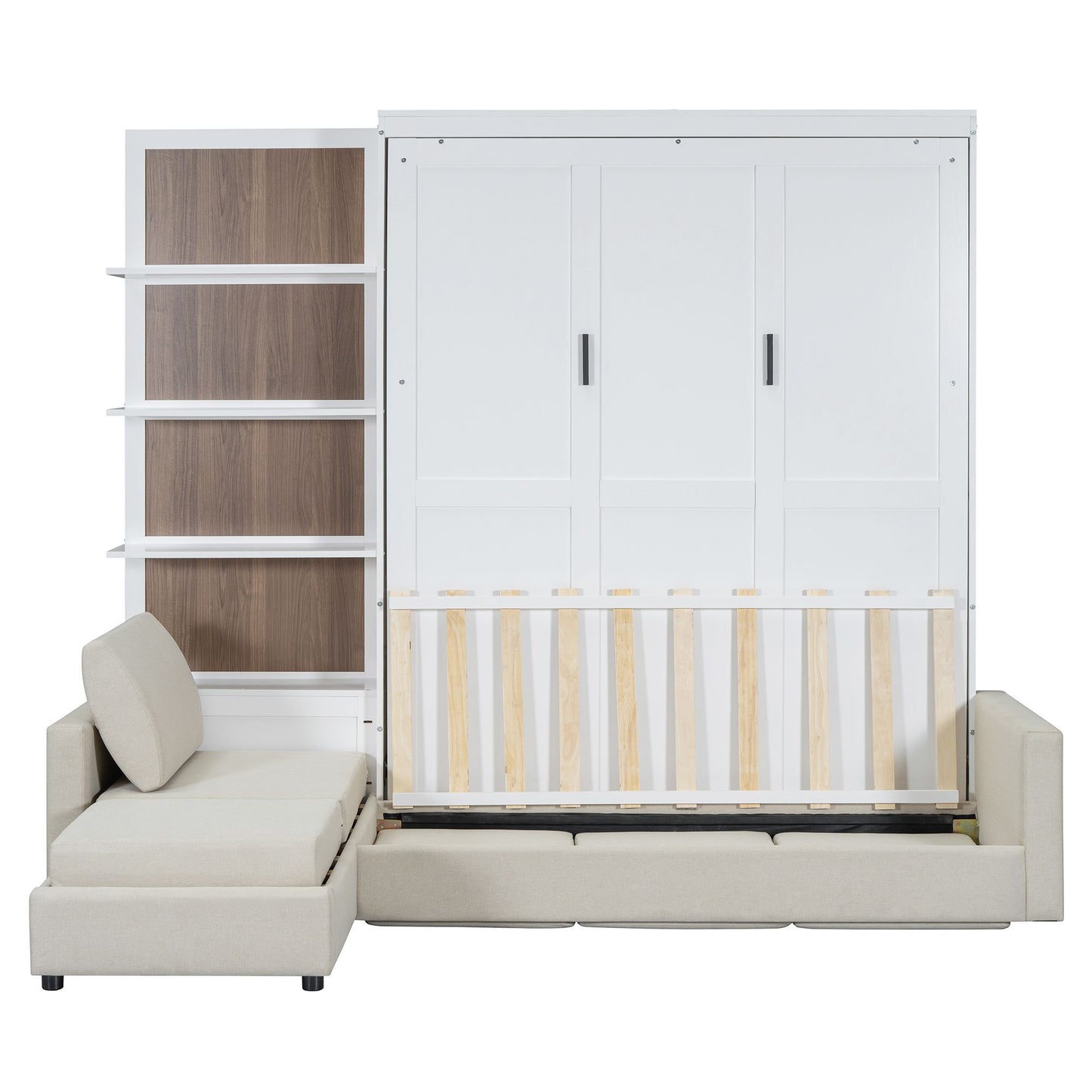 Queen Size Murphy Bed with Sofa and Shelves