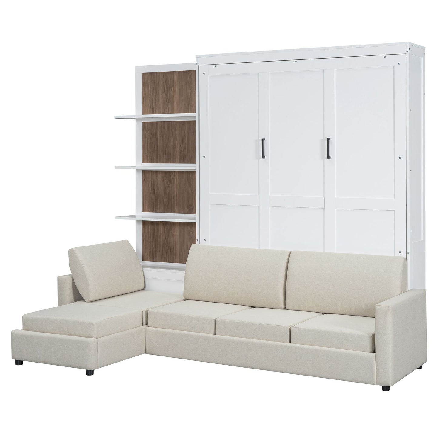 Queen Size Murphy Bed with Sofa and Shelves