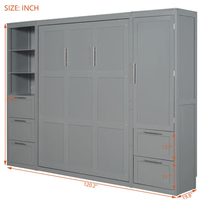 Queen Size Murphy Bed with Closet ,Drawers and Shelves