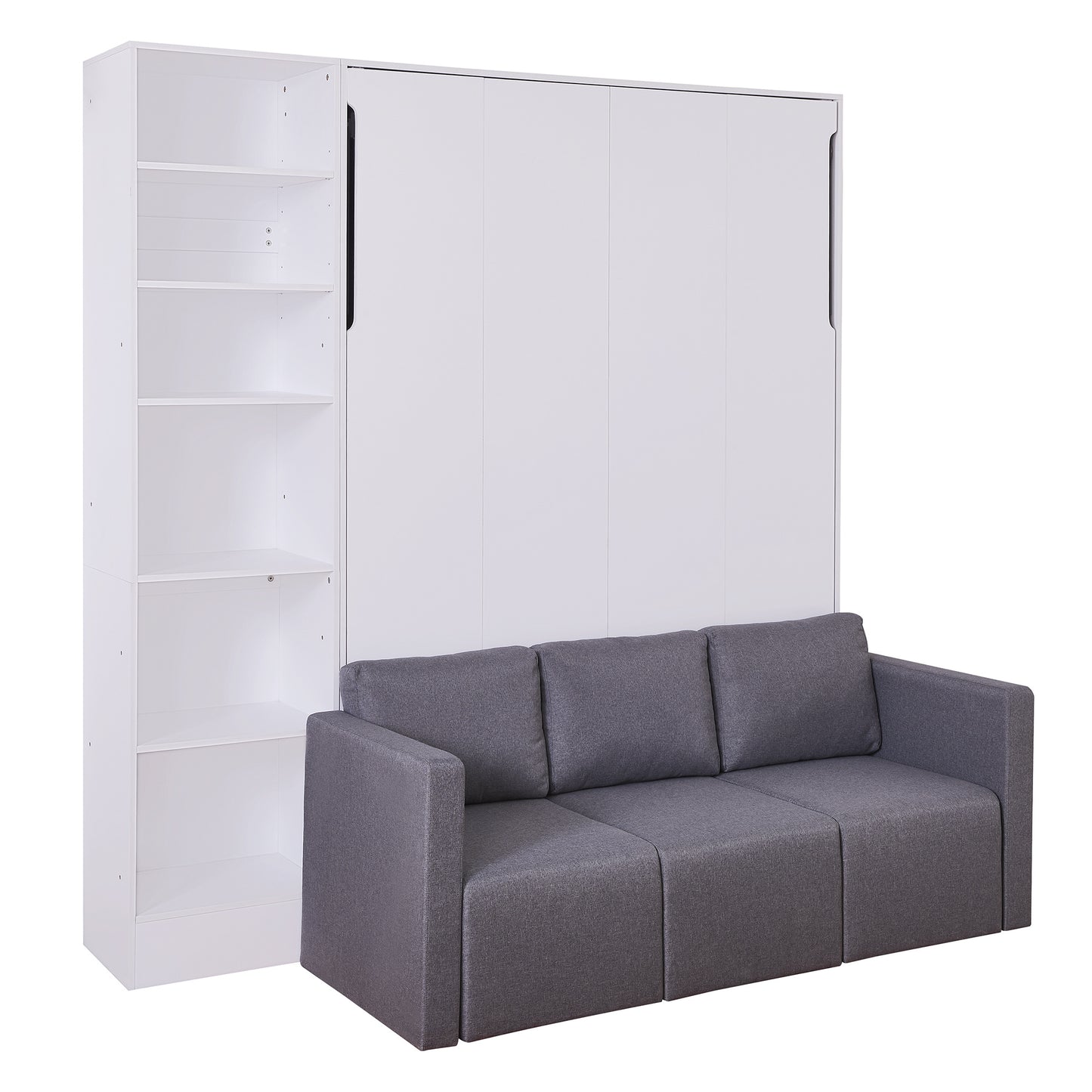 Full Size Murphy Bed with Sofa and Shelves