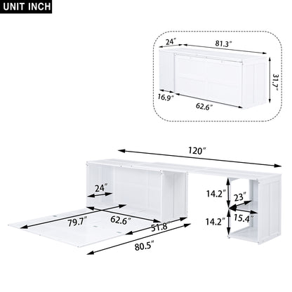 Queen Size Murphy Bed with Rotable Desk