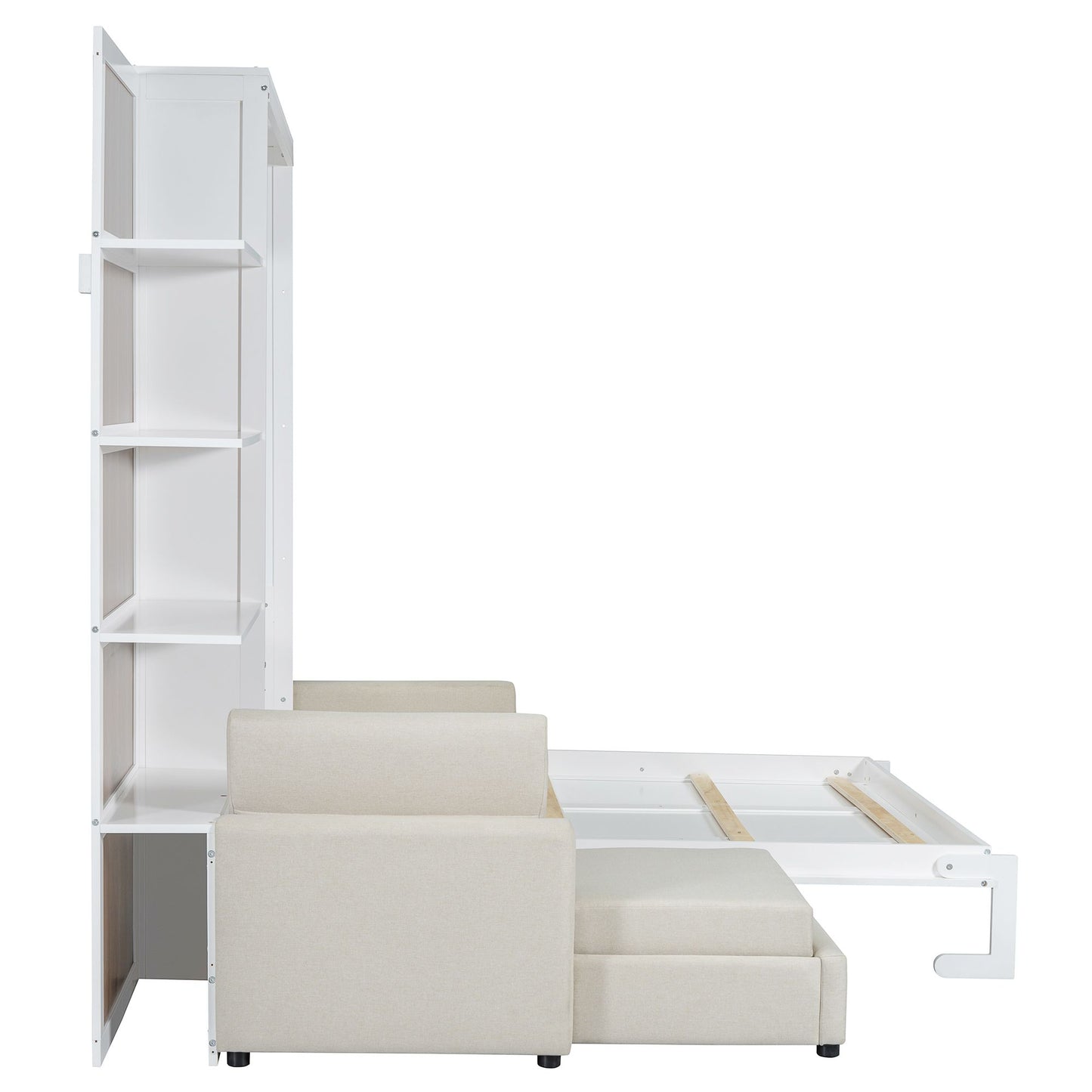 Queen Size Murphy Bed with Sofa and Shelves