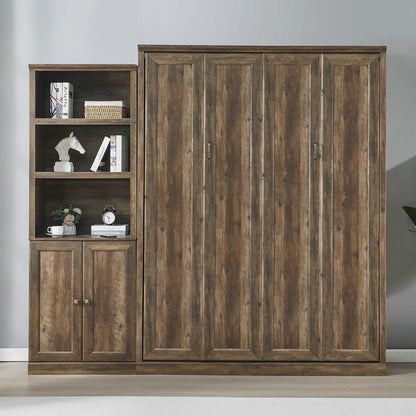 Queen Size Murphy Bed, Half shelf with 1 side Cabinet - Murphy Nook