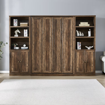 Full Size Murphy Bed, Half Shelf with 2 sided Cabinet - Murphy Nook