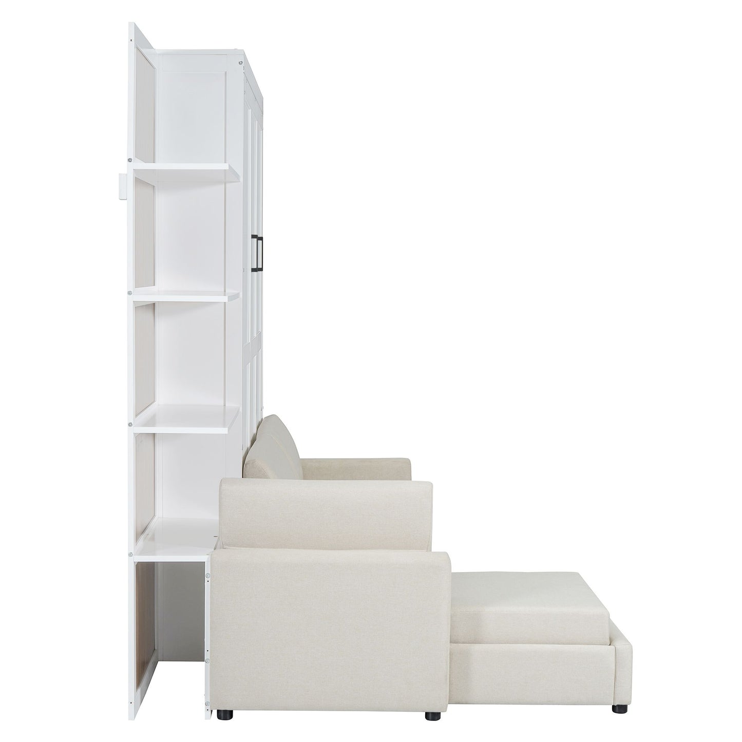 Queen Size Murphy Bed with Sofa and Shelves