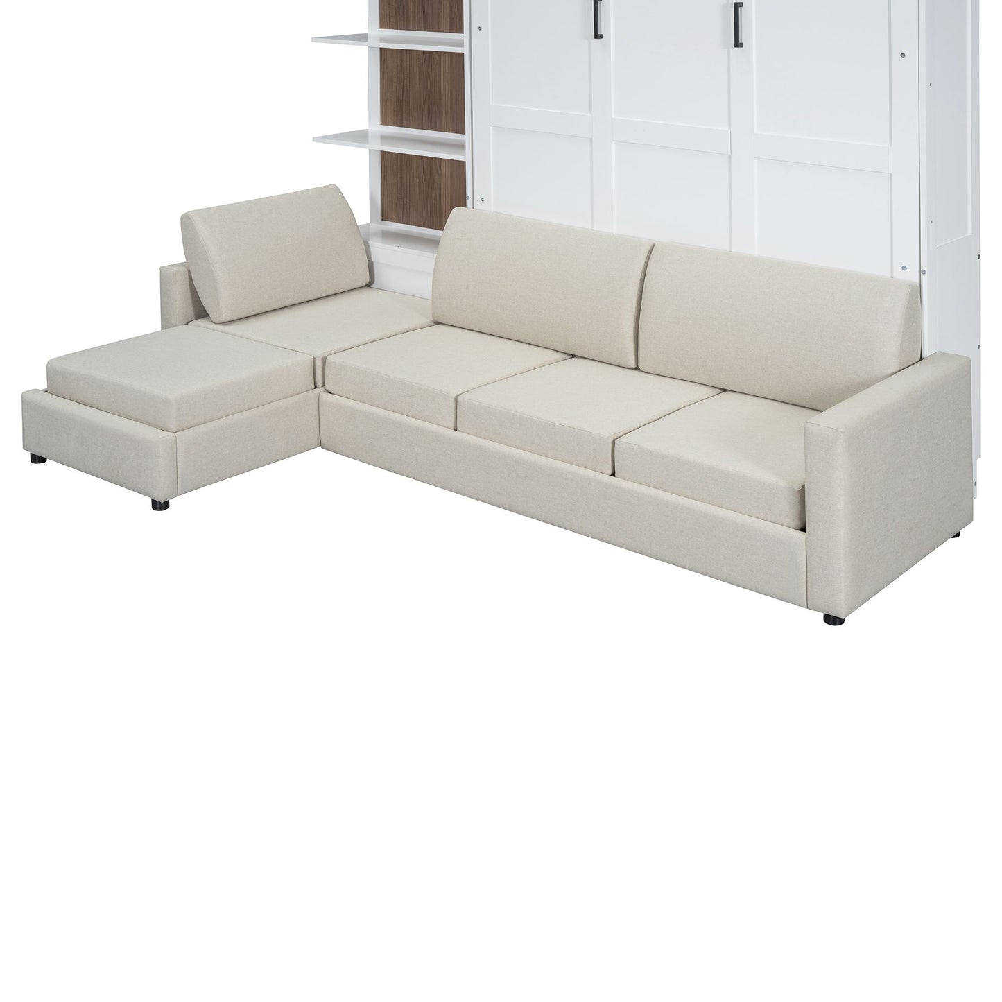 Queen Size Murphy Bed with Sofa and Shelves