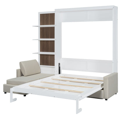 Queen Size Murphy Bed with Sofa and Shelves